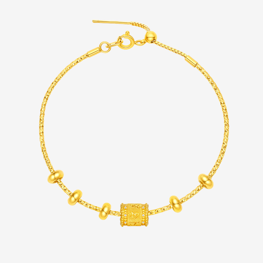 Chinese Cultural Relics Series 24K Gold Diamond Blessing Charm