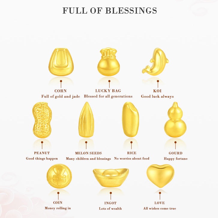 24K Gold Lucky Little Bean Invest in Collecting Gold Beads Set