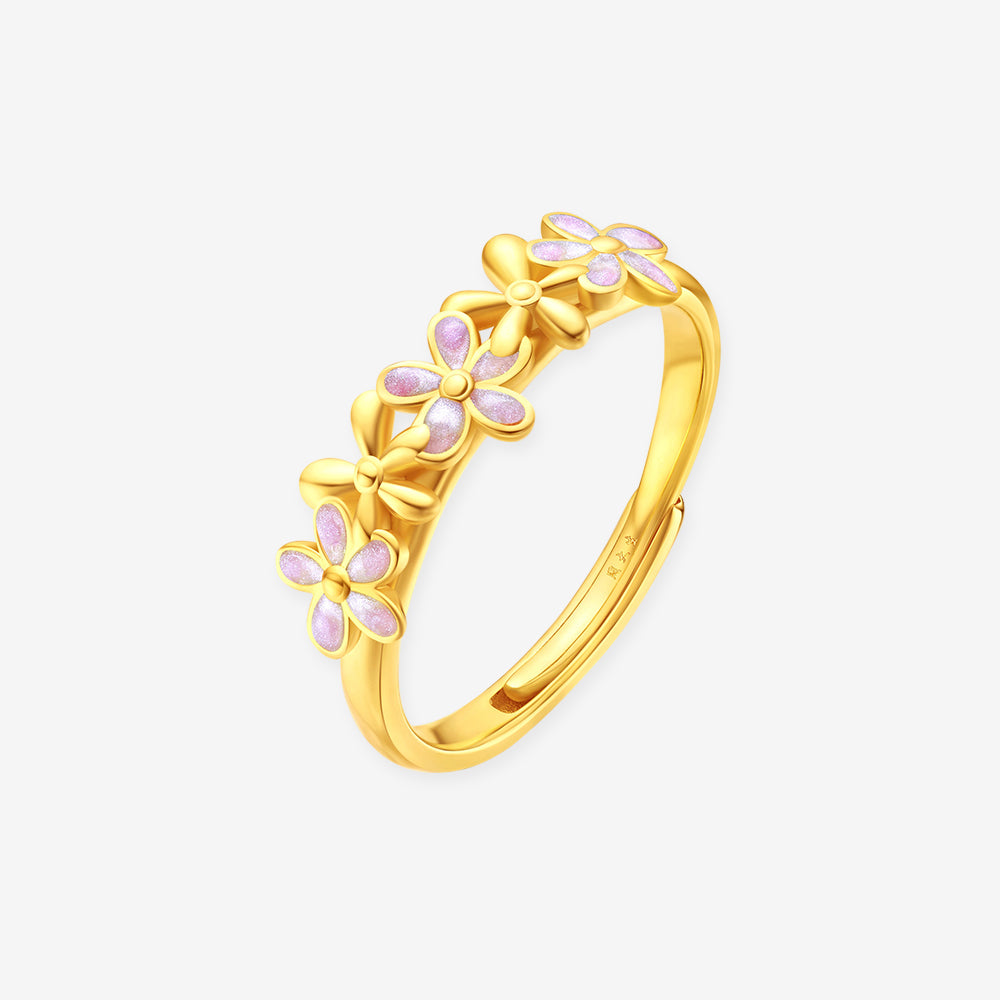 Monet Garden Series 24K Gold Enamel Orange Blossom Ring