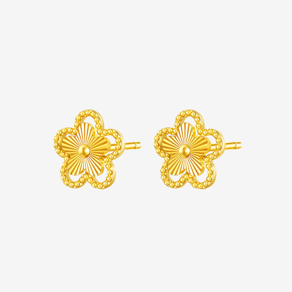 24K Gold Hollow Peach Blossom Earrings