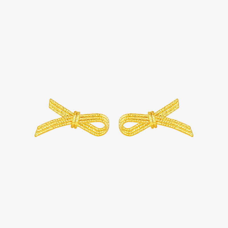 24K Gold Shining Bow Knot Earrings