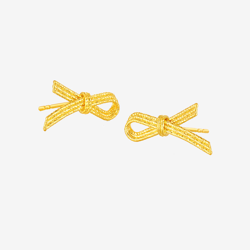 24K Gold Shining Bow Knot Earrings
