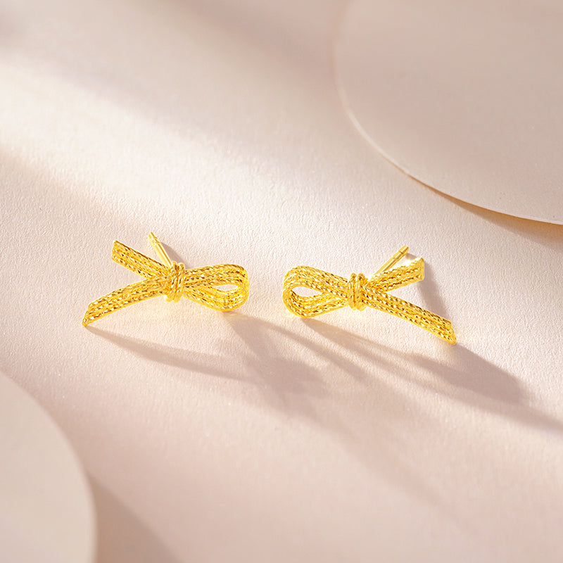 24K Gold Shining Bow Knot Earrings