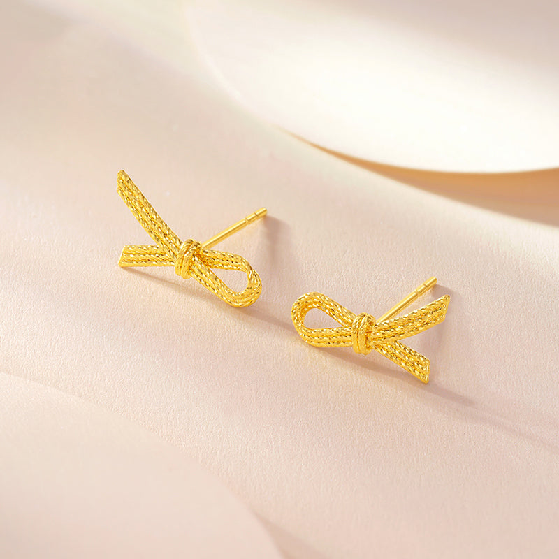 24K Gold Shining Bow Knot Earrings
