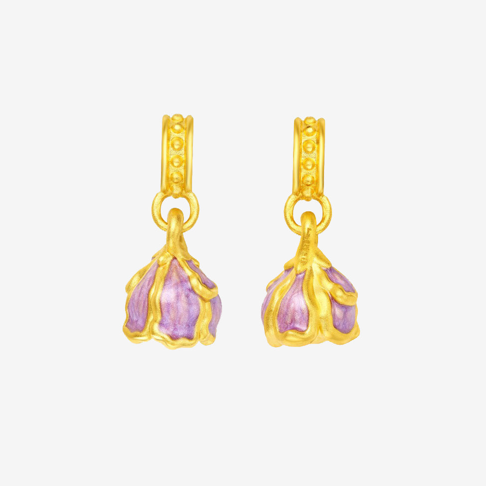 Monet Garden Series 24K Gold Enamel Iris tulip Dangle Charm