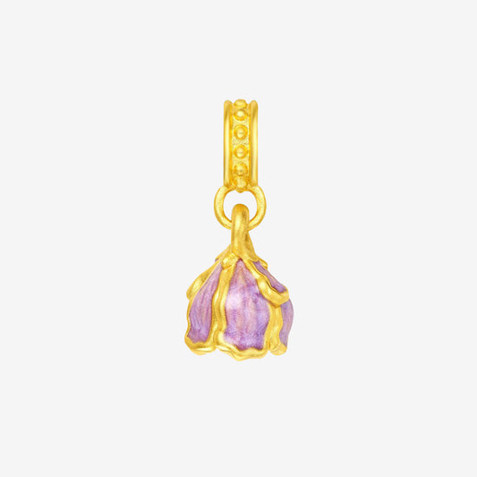 Monet Garden Series 24K Gold Enamel Iris tulip Dangle Charm