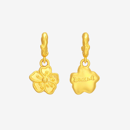 Blazing Blue Almond Flower Series 24K Gold Art Charm Set