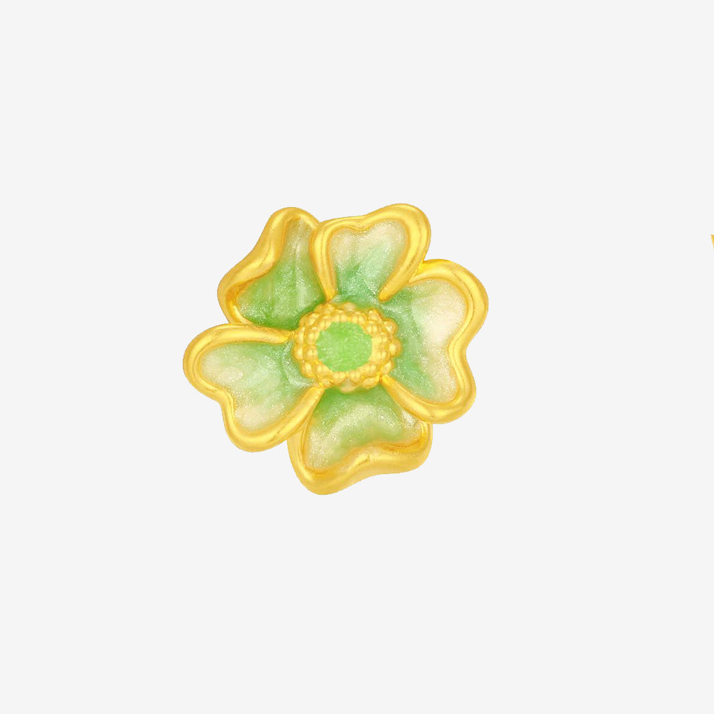 Blazing Van Gogh Series 24K Gold Enamel Green Blue Flower Series Charm