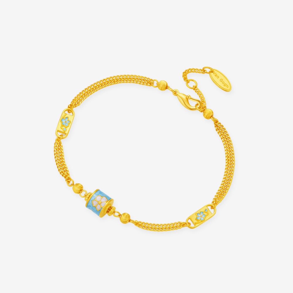Blazing Van Gogh Series 24K Gold Almond Blossom Double Layer Bracelet