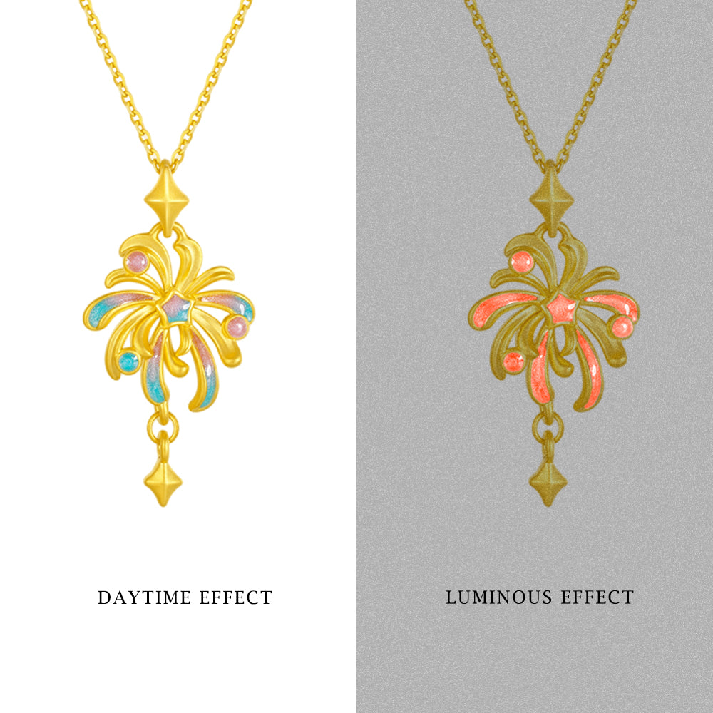 24K Gold Luminous Enamel Romantic Fireworks Pendant