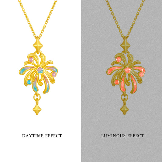 24K Gold Luminous Enamel Romantic Fireworks Pendant