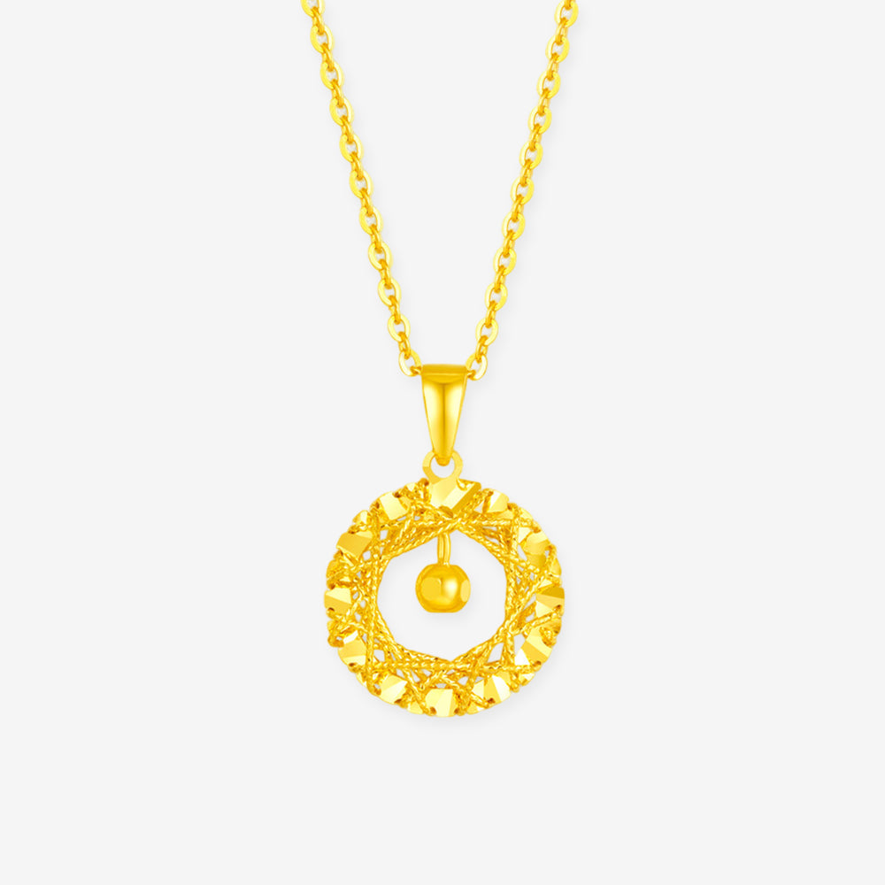 24K Gold Shining Round Necklace Pendant