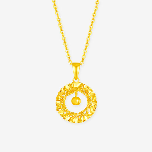 24K Gold Shining Round Bell Pendant