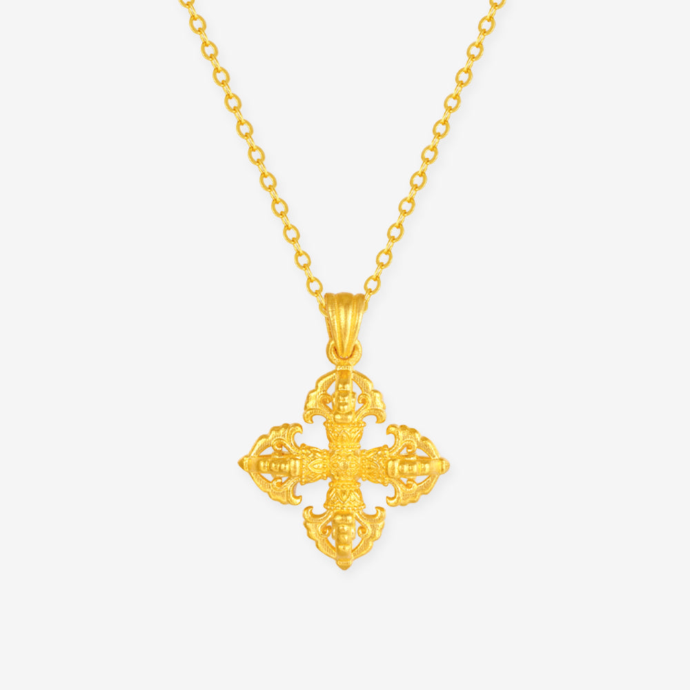 24K Gold Vajra Necklace Pendant