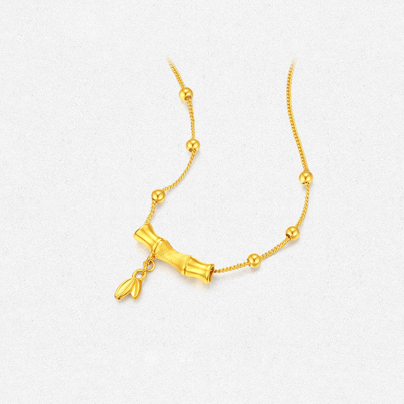 24K Gold Bamboo Pendant