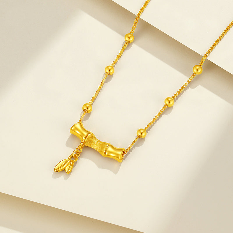 24K Gold Bamboo Pendant