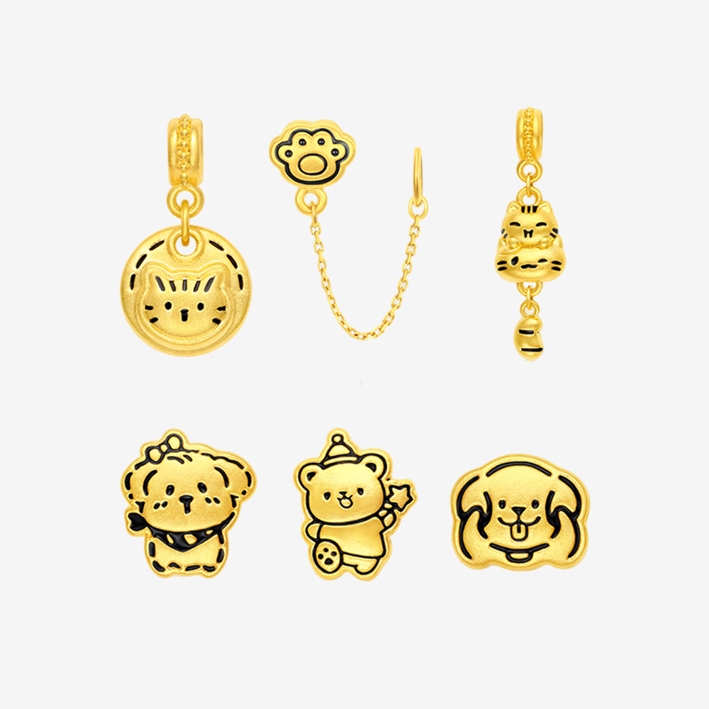 24K Gold Happy Pet Cat and Dog Charm