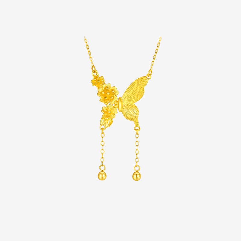 24K Gold Butterfly Flower Necklace