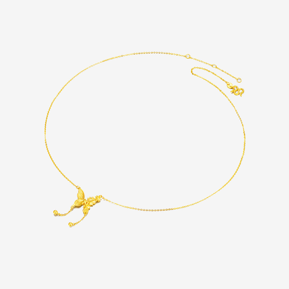 24K Gold Butterfly Flower Necklace