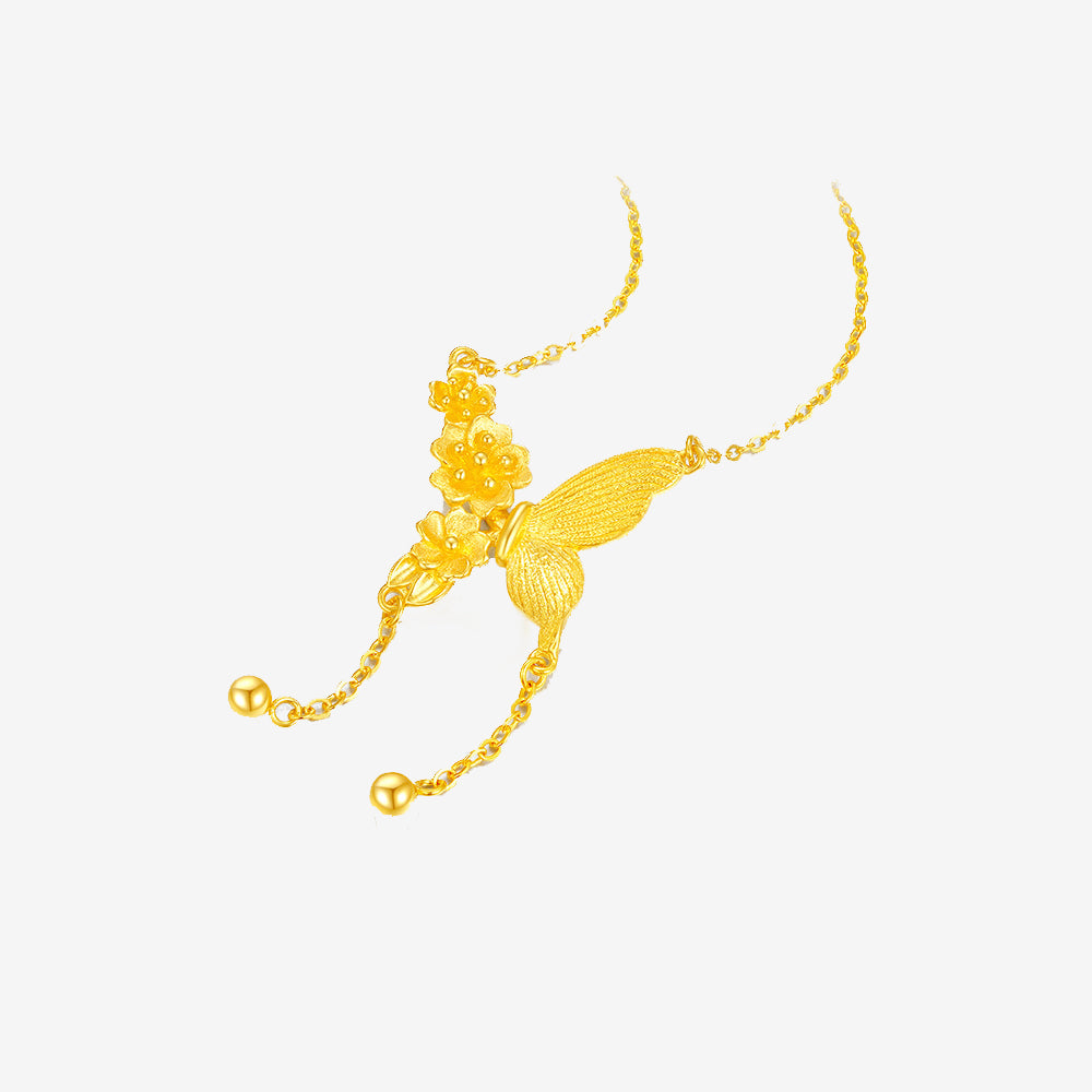 24K Gold Butterfly Flower Necklace