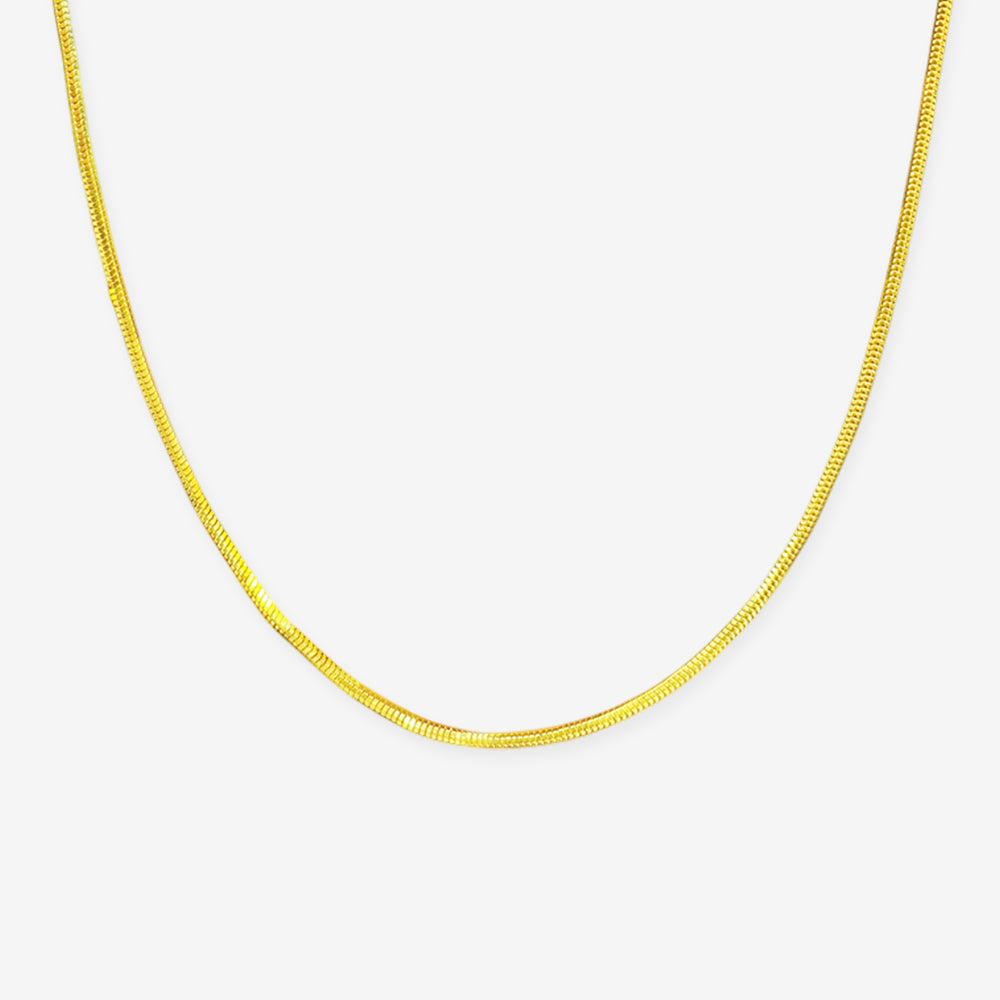 24K Gold Round Snake Bone Chain Basic Necklace
