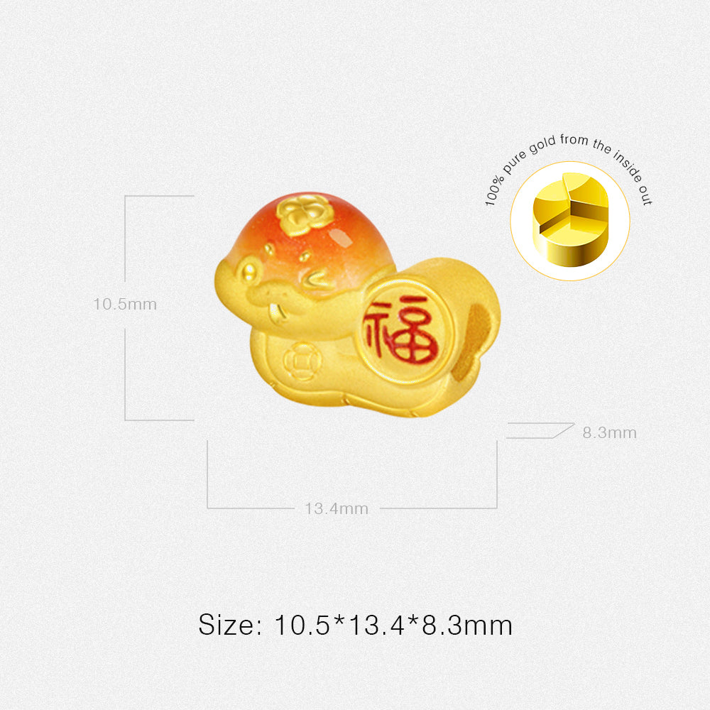 24K Gold Luminous Enamel Year of the Snake Blessing Charm Set