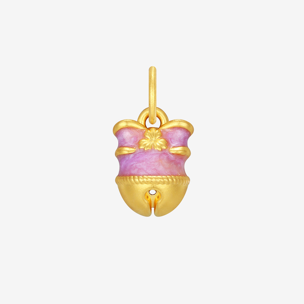 Art Garden Series 24K Gold Enamel Christmas Bell Apple Charm