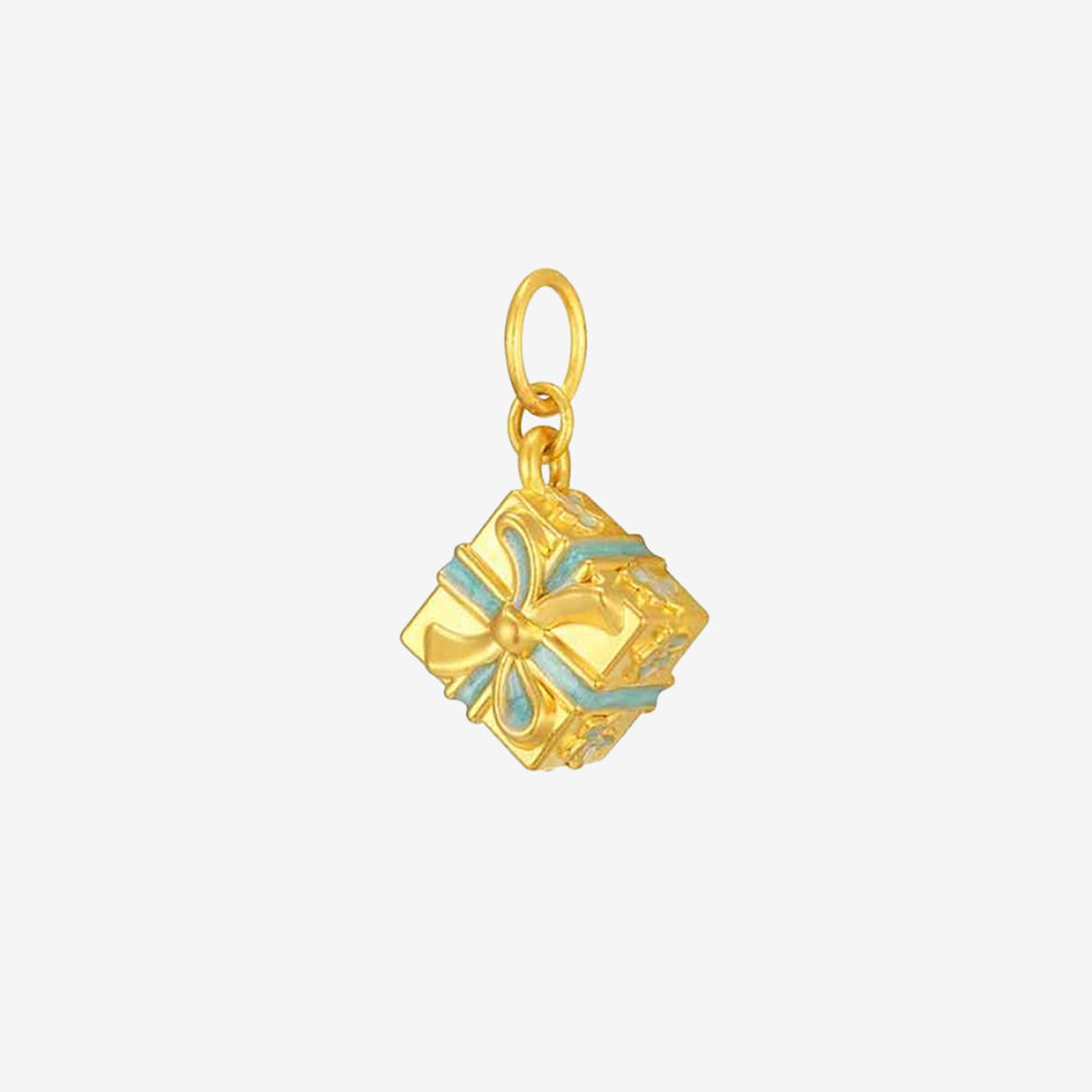Art Garden Series 24K Gold Christmas Gift Box Dangle Charm