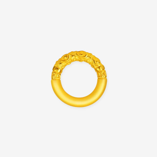 24K Gold Auspicious Cloud Ping An Buckle Charm