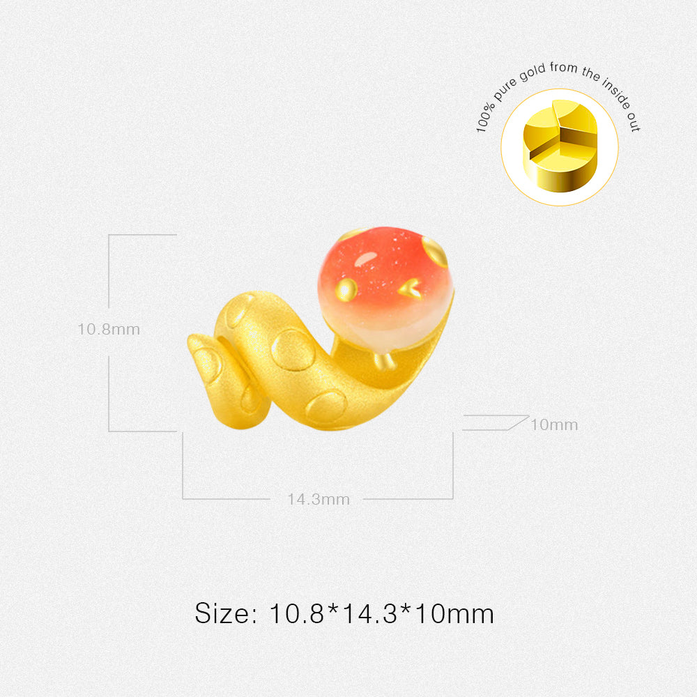 First Series 24K Gold Luminous Enamel Curling Snake Charm
