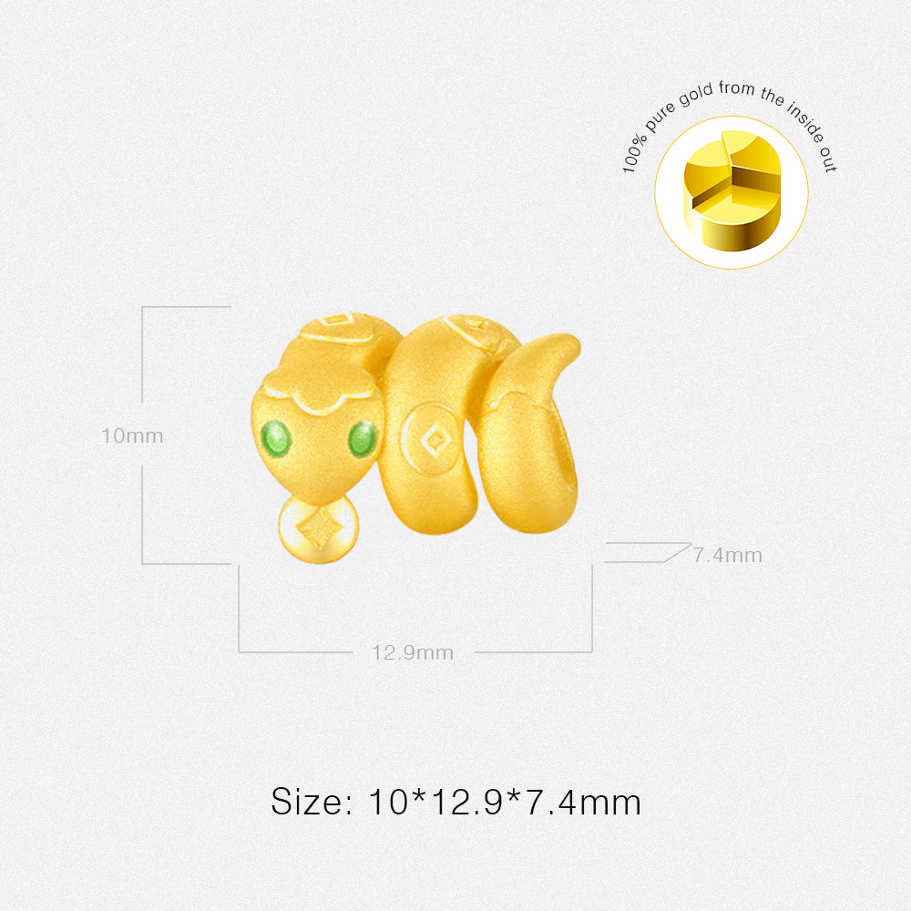 First Series 24K Gold Luminous Enamel Curling Snake Charm