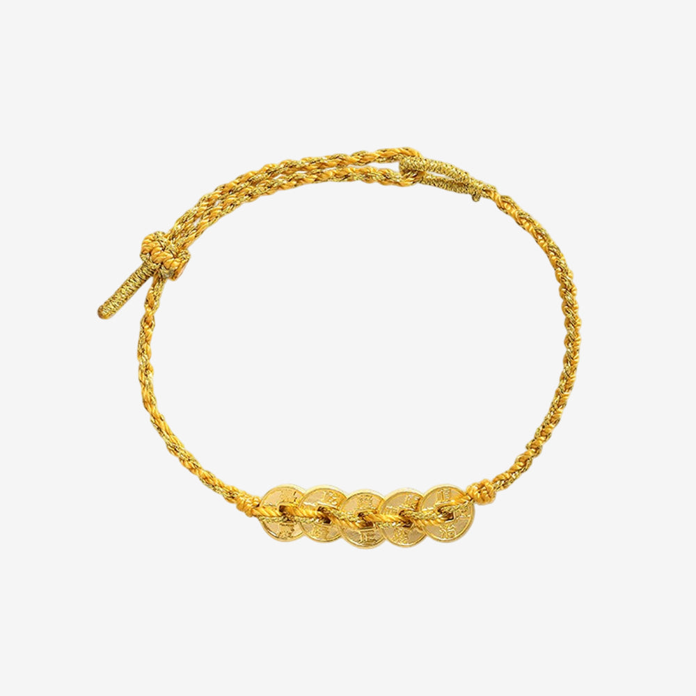 24K Gold Fortune Five Emperors Coins Bracelet