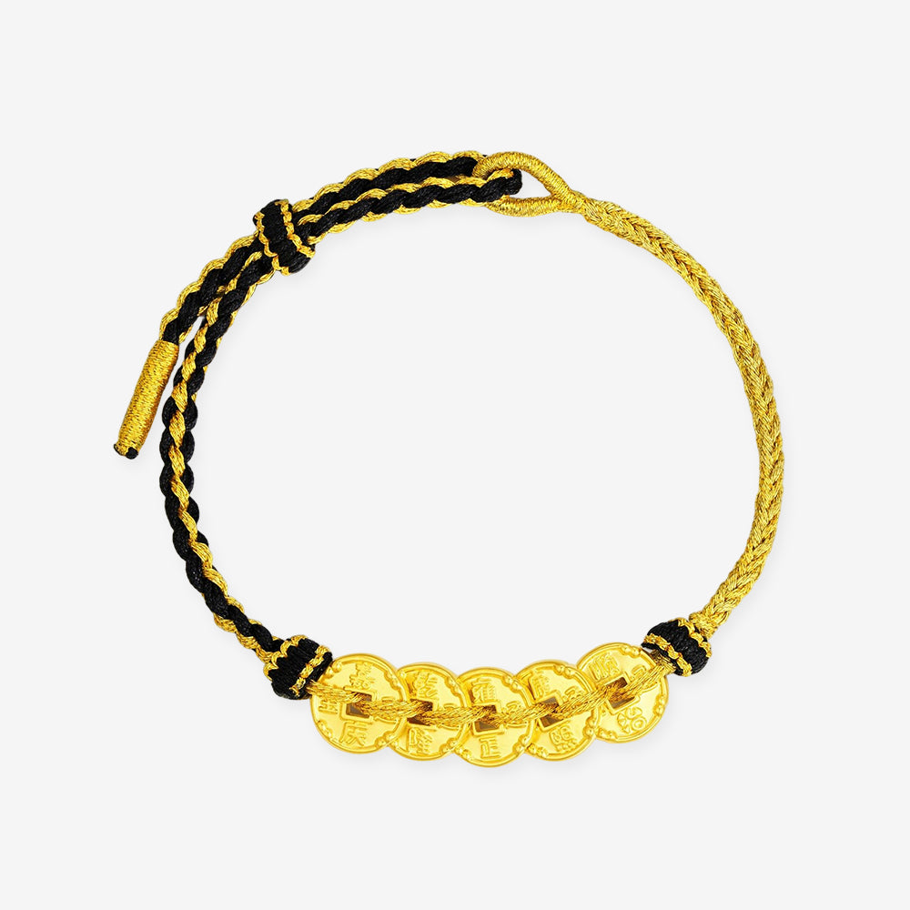 24K Gold Fortune Five Emperors Coins Bracelet