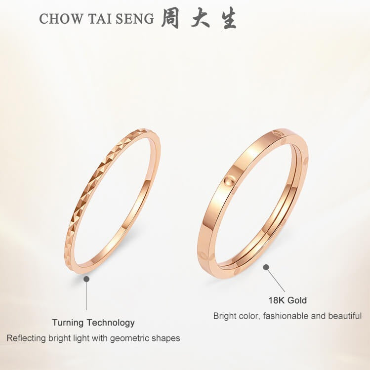 18K Gold Lathes-carved Minimalist Ring
