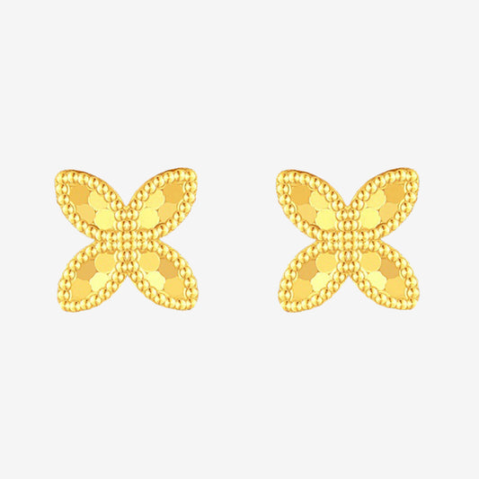 18K Gold Lucky Clover Shining Earrings