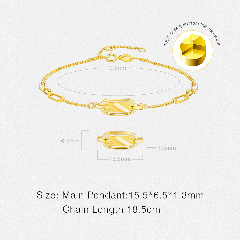 18K Gold Oval Tag Curb Chain Bracelet