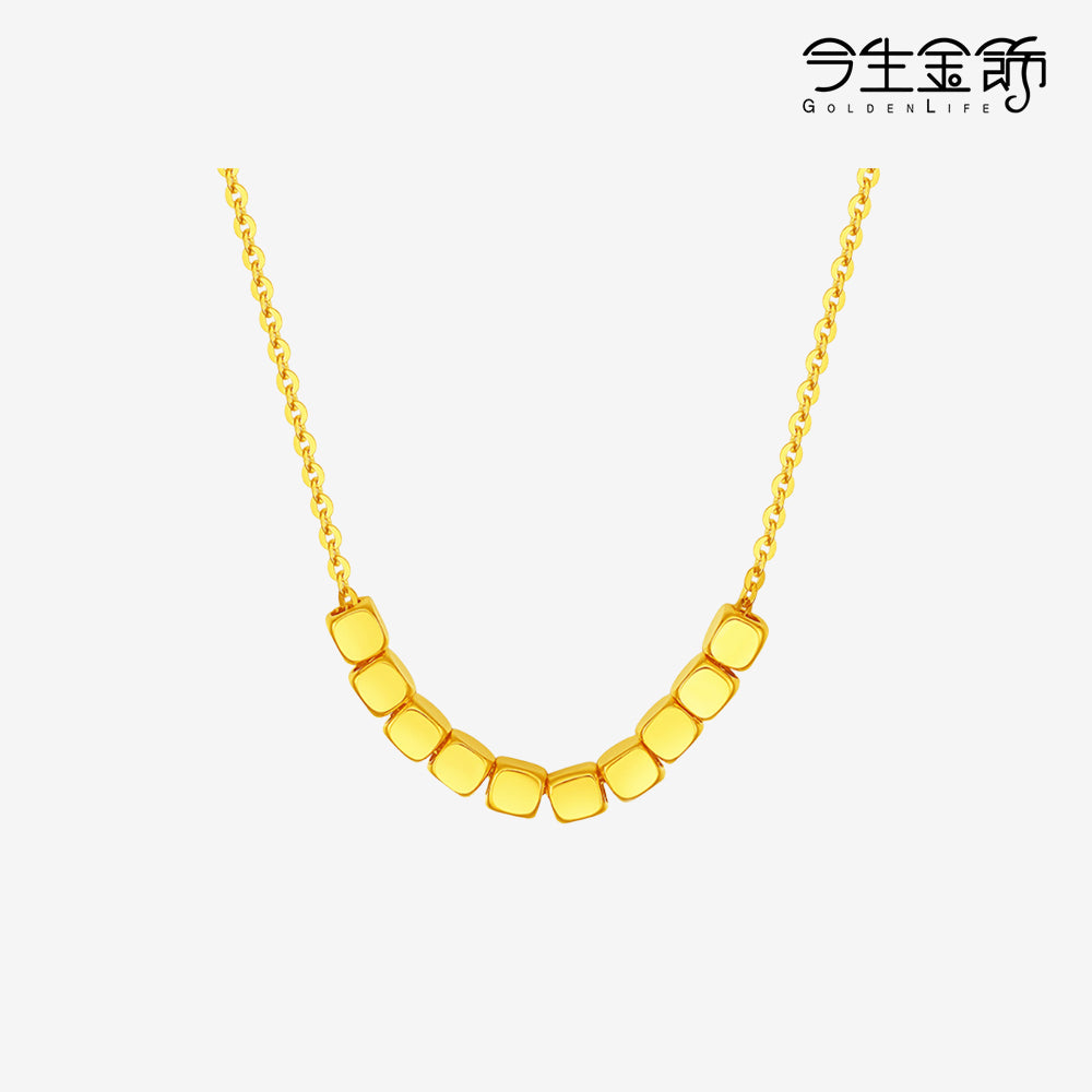 GOLDEN LIFE 18K Gold O-chain Sugar Cubes Necklace
