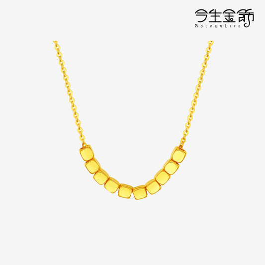 GOLDEN LIFE 18K Gold O-chain Sugar Cubes Necklace