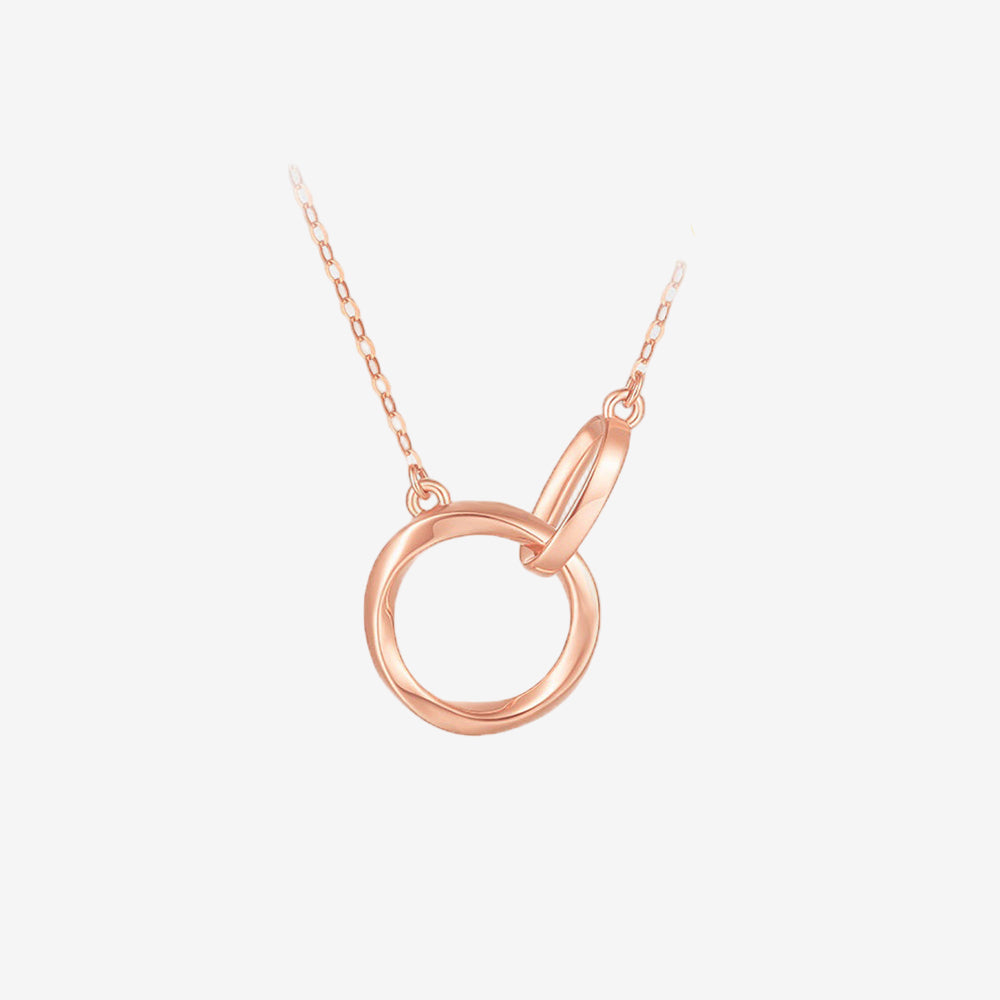 18K Gold Mobius Interlocking Circular Minimalist Necklace