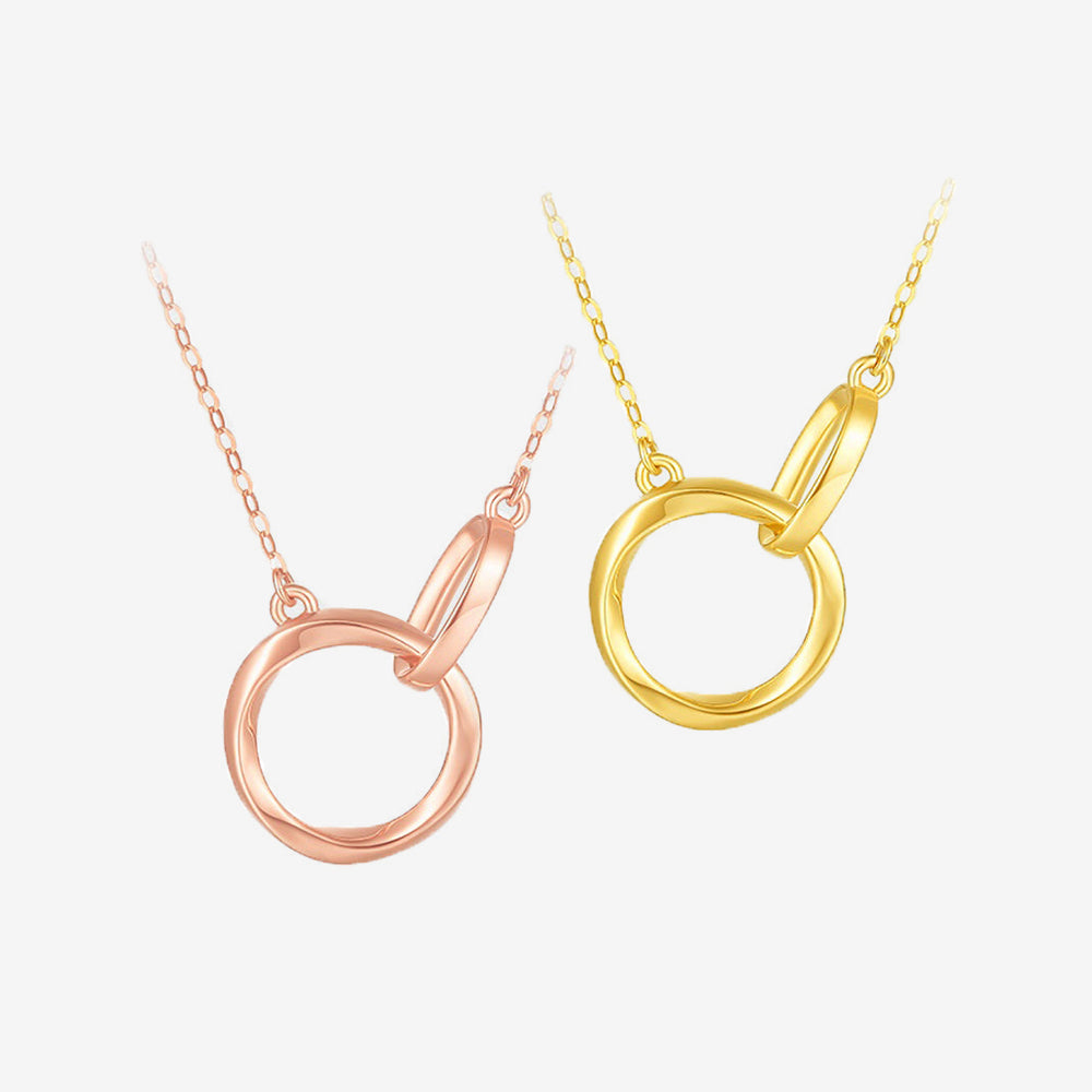 18K Gold Mobius Interlocking Circular Minimalist Necklace