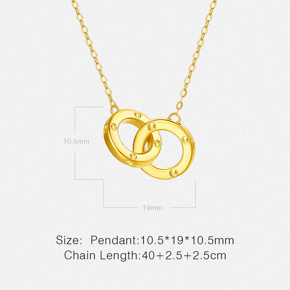 18K Gold Interlocking Double Circles Necklace