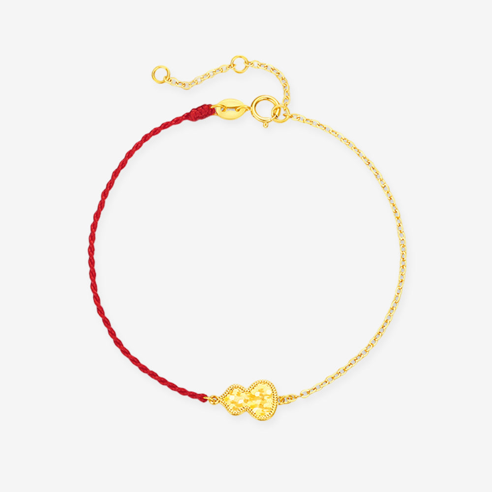 18K Gold Shining Five Emperors Coin Gourd String Bracelet