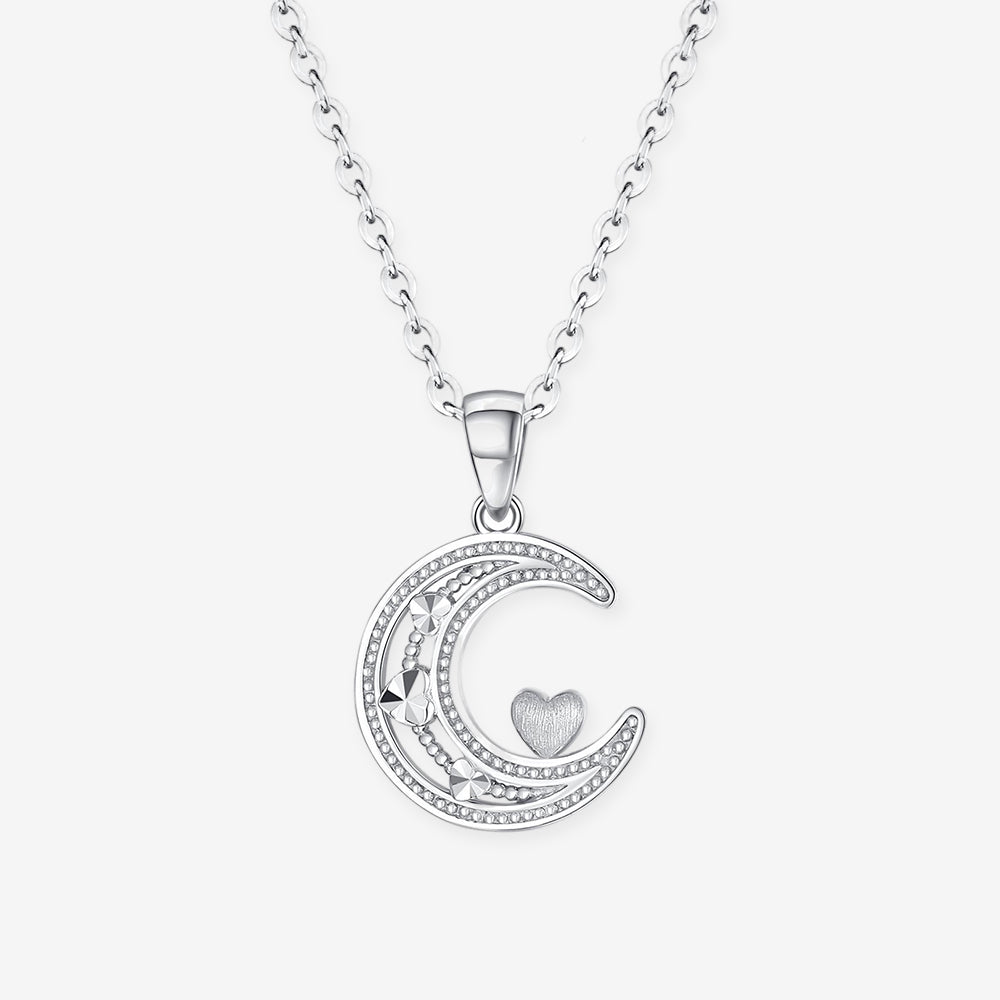 Pt950 Platinum Moon Love Heart Pendant