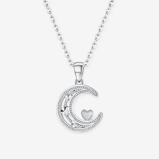 Pt950 Platinum Moon Love Heart Pendant