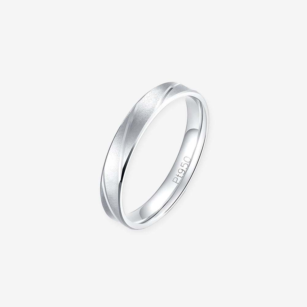 Pt950 Platinum Matte Bond Pattern Couple Rings