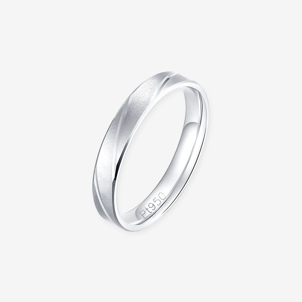 Pt950 Platinum Matte Bond Pattern Couple Rings