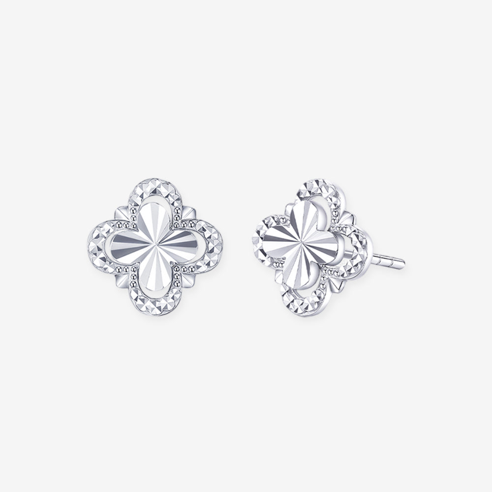 Pt950 Platinum Lucky Four-leaf Clover Earrings