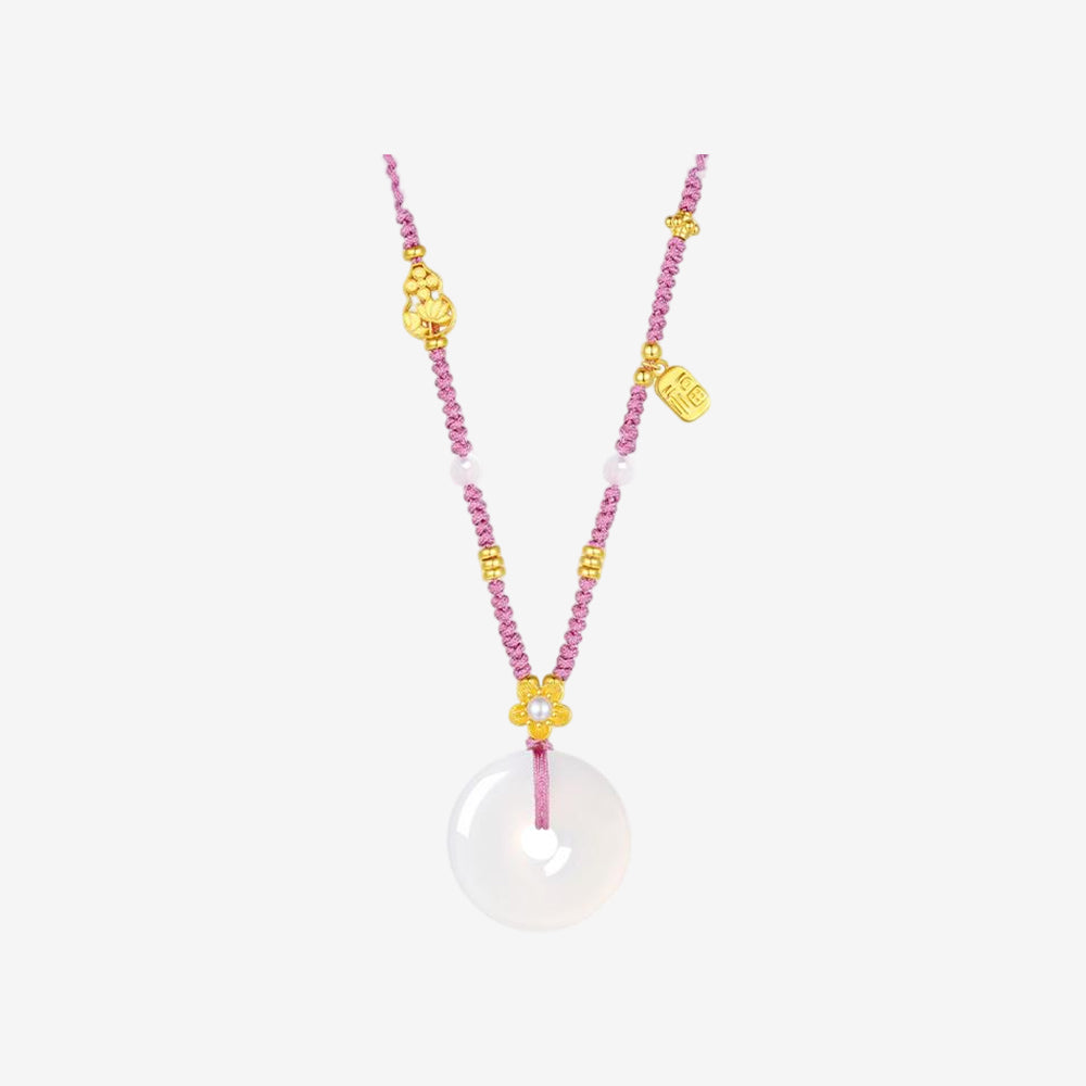 S925 Silver Chalcedony Auspicious Cloud Ping An Buckle Necklace