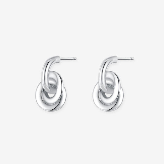 S925 Silver Double Ring Interlocking Earrings