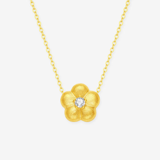 S925 Silver Zircon Cute Flower Necklace